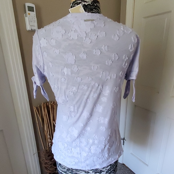 NWT Michael Kors textured lavender tie sleeve tee - Picture 3 of 8